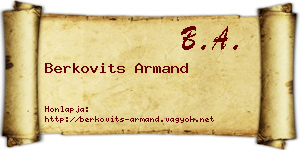 Berkovits Armand névjegykártya